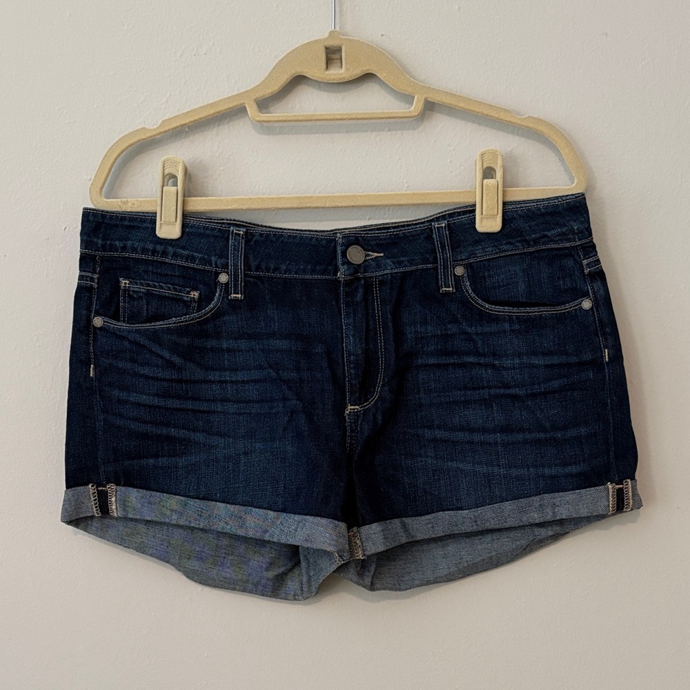 PAIGE Dark Blue Jean Shorts